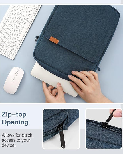 MoKo 13.3-14 Inch Laptop Sleeve Bag Fits MacBook Pro 13" M2 2022/Pro M1 Pro/M1 Max 14.2 2021, MacBook Air 13.6" M2 2022, Tab S8 Ultra 14.6", Handle Carrying Case with Shoulder Strap, Indigo