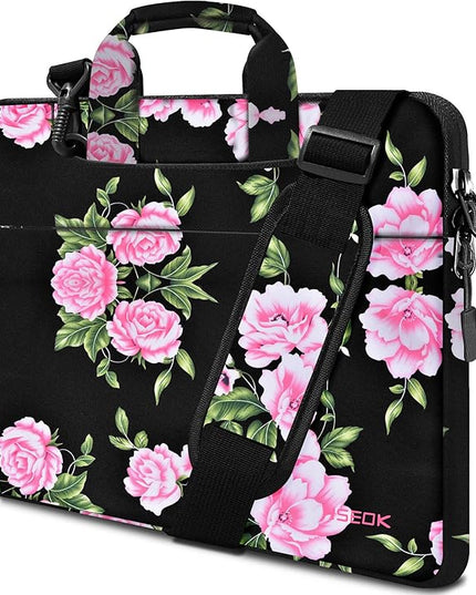 Laptop Shoulder Bag 13 13.3 14 Inch Case Compatible with MacBook Pro 14 2025-2021 M4/M3/M2/M1, Mac Air/pro 13-13.3 Inch and Most Popular 13-14 Notebooks,Spill-Resistant Briefcase,Peony