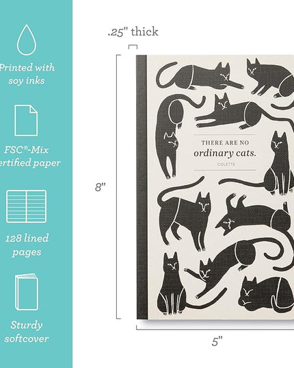 Compendium Softcover Journal - There are no ordinary cats. – A Write Now Journal with 128 Lined Pages, 5″W x 8″H