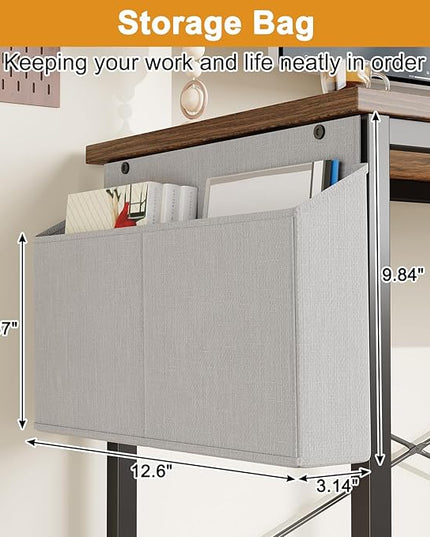 Grandder L Shaped Computer Desk with Reversible Shelves, 40 Inch Small Corner Desk with Storage Bag, Gaming Desk Computer Table Study Writing Desk for Home Office Small Space, Rustic Brown