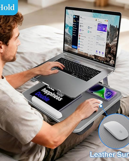 V-Hold Laptop Lap Desk, Portable Laptop Desk for Bed, FIts up to 17" Laptops & MacBook, Lightweight Lap Tray Table with Pillow Cushion for Bed & Couch