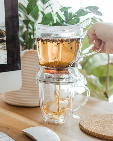 GROSCHE Aberdeen Tea Infuser Teapot & Smart Tea Maker - BPA-Free, Drip-Free Design | Coaster | Easy Brew | Easy Clean Steeper | Loose Leaf Brewing - Stylish Design | 17.7 oz - 1000 ml