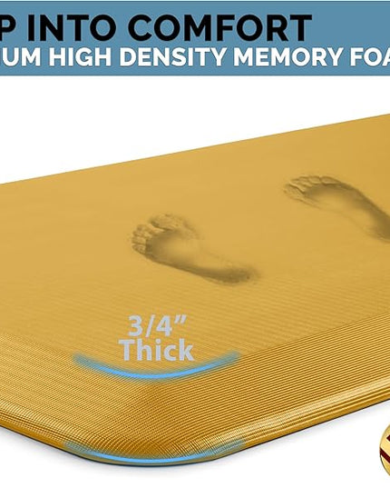 ComfiLife Anti Fatigue Floor Mat – 3/4 Inch Thick Kitchen Mats for Floor, Standing Desk Mat, Kitchen Rug – Comfort at Home, Office – Durable – Stain Resistant – Non-Slip Bottom (20" x 32", Mustard)