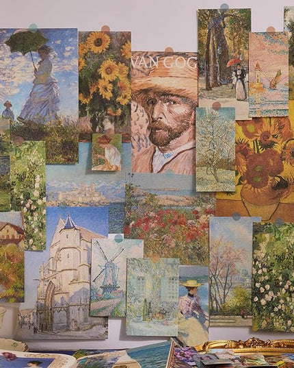 Scrapbooking Supplies Kit Plus 480Pcs, Vintage Van Gogh Oil Painting Aesthetic Scrapbook Kit for Bullet Junk Journal, DIY Journaling Supplies, Stationery, A5 Grid Notebook, Craft Gift Kid Girl