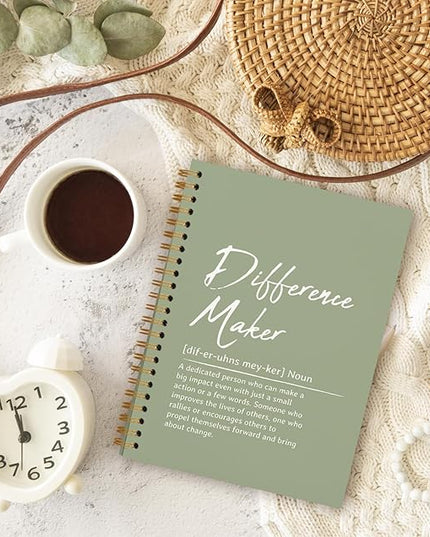 OXW Sage Green Notebooks for Work, Difference Maker Gift Meeting Notebook Journal for Writing, Employee Appreciation Gifts, Thank You Gifts for Women Men Leader Mentor Boss Manager, 5.5"x8.3"