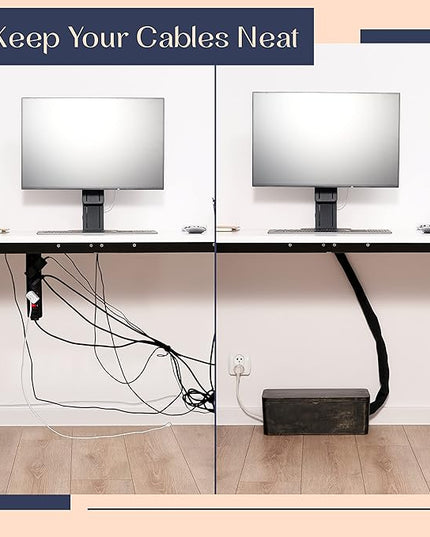Large Cable Management Box - Cable Organizer Box and Power Strip Box for Electrical Cord Management - Hide Desk Cord and Floor Cables - Wire Storage and Organization for Cords