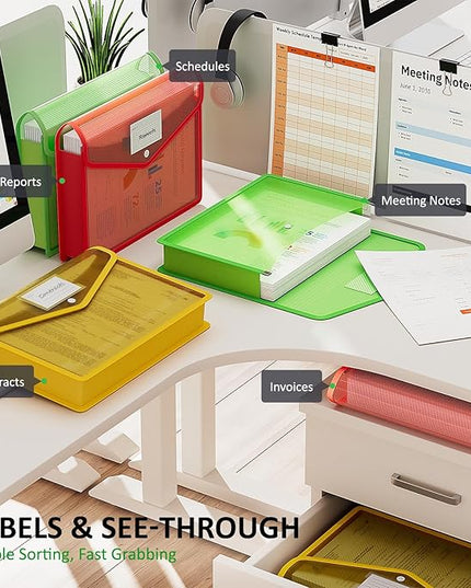 ThinkTex Plastic Expanding File Folder, Transparent envelopes with Snap Closure,No Dividers,Large Capacity,Document Organizer for Receipts, Bills&Taxes,Letter/A4 Size for School/Office/Home-3 Pack