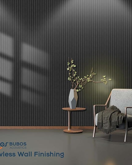 BUBOS 6 Pack Large Acoustic Panels,48x12Inch SoundProof Panels for Walls,Self Adhesive Acoustic Wall Panels,Decorative Sound Panels for Home Studio Office (Black 01)