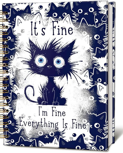 LIANGW Navy Blue Cat Journal Notebook for Teen Girls & Women, Funny Gifts for People Who Love Cats, Cat Lover Gifts for Women Men, Cute Notebooks for School Supplies, cat notepad 5.5x8.3 Inch