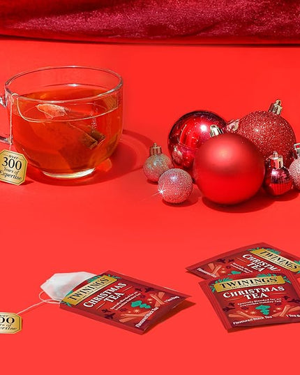 Twinings Christmas Black Tea Individually Wrapped Bags, 20 Count (Pack of 1), Aromatic Cinnamon & Clove, Caffeinated, Enjoy Hot or Iced, 20 Teabags