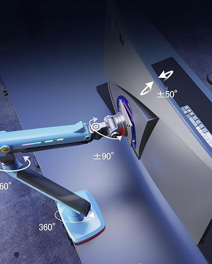 NB Gaming Monitor Arm or for 32 to 60 Inches Screen, Load up to 20 kg, VESA 75/100, RGB-Light, Heavy Duty, Multi Angle Adjustable, Premium Aluminum, Blue