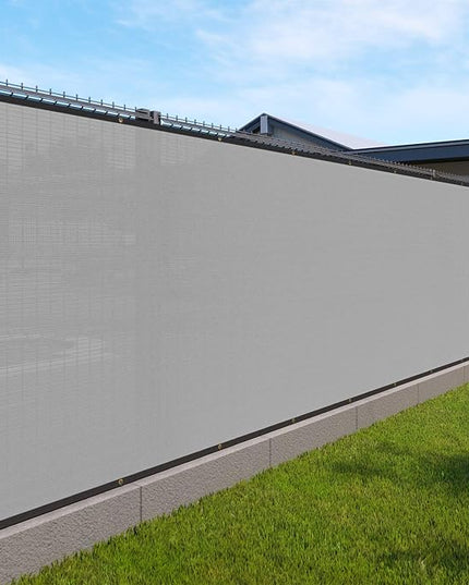 Windscreen4less Privacy Fence Screen Heavy Duty Windscreen Fencing Mesh Fabric Shade Net Cover with Brass Grommtes for Outdoor Wall Garden Yard Pool Deck, 6'x79' Light Gray