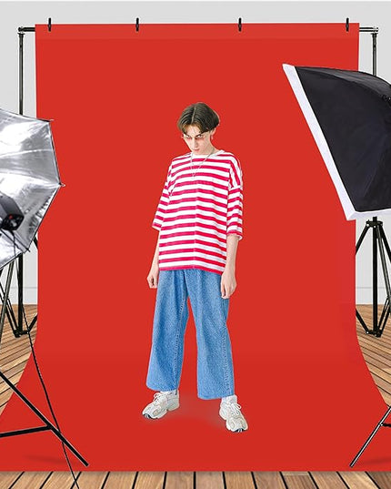 TRLYC Red Background Backdrop - 8x10FT Backdrops Background for Photography Red Photo Booth Backdrop for Photoshoot Photography Screen Video Recording Parties Curtain