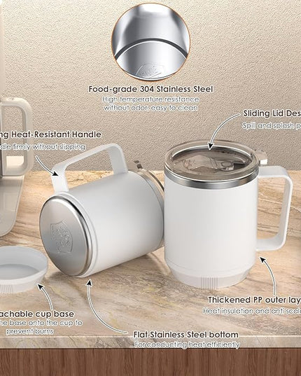 Coffee Mug Warmer & Mug Set for Desk, Smart Coffee Cup Warmer with 16oz Heated Mug, Coffee Heater with Auto Shut Off for Office/Home, Birthday/Valentine's Day/Coffee Gifts for Men & Women, White
