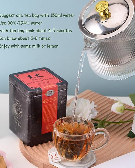 Xiangsou Moistening Tea,Lapsang Souchong Tea,Chinese Classical Smoked Black Tea with 30 Tea Bags,Strong Flower Fragrance With a Smoky Taste
