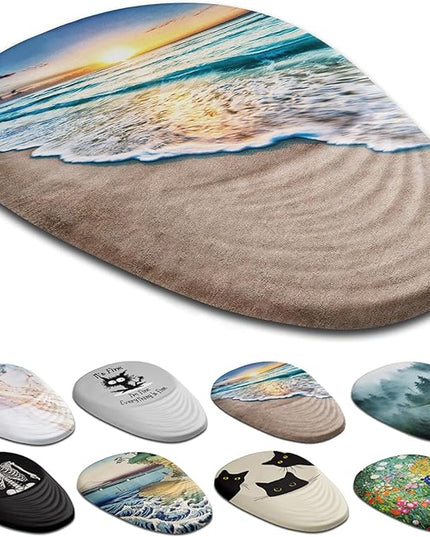 Sunset Mouse Pad, Ergonomic Mouse Pad with Wrist Rest Support, Non-Slip PU Base Desktop Mousepad for Pain Relief, Computer, Office & Home, Beach