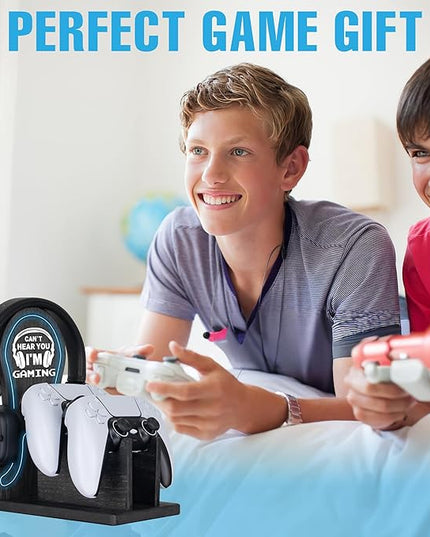 Gamer Gifts Light Up Controller Holder & Headphone Stand with Neon Light, Stylish Gaming Accessories Setup Controller Stand Headset Stands, Unique Gifts for Gamers to Organize Gaming Equipment