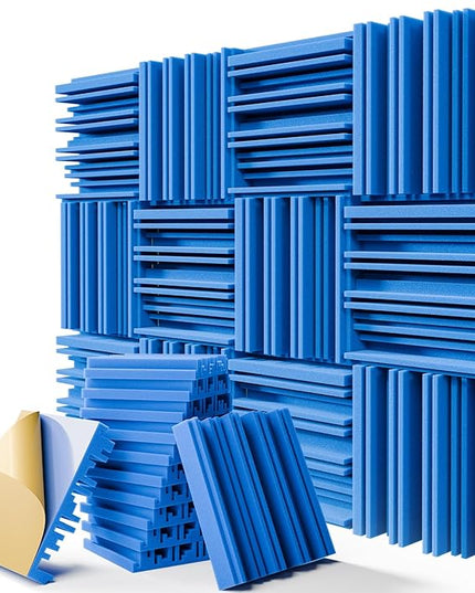 12 Pack Sound Proof Foam Panels for Walls, 12" x 12" x 2" Self-Adhesive Acoustic Panels, High-Density Soundproof Wall Panels for Studio Home and Ceilings (Blue)