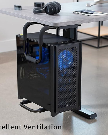 VIVO X-Large Heavy Duty Adjustable Under-Desk Mount, Home and Office Computer CPU Tower Stand with Secure Locking, Holds up to 66 lbs, Black, MOUNT-PC04B-L