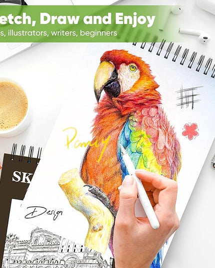 Soucolor 11" x 14" Large Sketchbook, 100 Sheets 68lb/100gsm Top Spiral Bound Large Sketch Pad, Acid Free Big Sketch Paper for Drawing, Illustration, Art Class