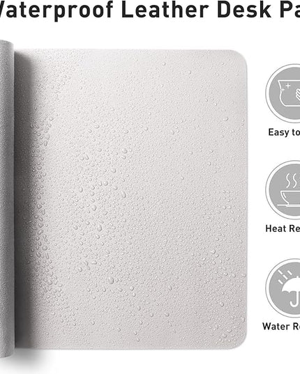Aothia Large PU Leather Desk Pad Protector – Non-Slip Mouse Pad & Writing Mat for Office/Home, Waterproof, Easy to Clean (48" x 17", Pale Lavender White)