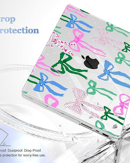 May Chen Case for MacBook Pro 14 inch, Models A2442 A2779 A2918 A2992 A3401 A3185 A3112 A3434, M1 M2 M3 M4 M5 Chip (2021-2025 Release), Plastic Hard Shell Case with Keyboard Cover, Colorful Bows