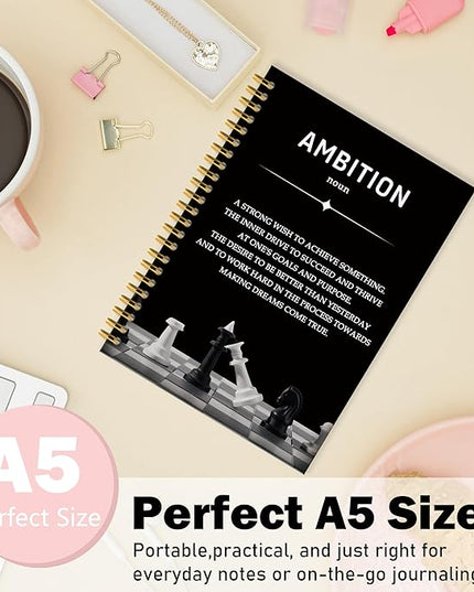 Ambition Motivational Notebook Journal, Inspirational Journal Notebook for Work, Office Gifts for Coworker Colleague, Gifts for Employees, Hardcover Spiral Notebooks 5.5x8.3