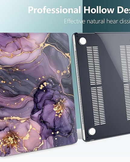 DONGKE for M4 MacBook Air 13.6 Inch Case 2025 2024 2023 2022 Model A3240 A3113 A2681 M3 M2 Chip, Plastic Hard Shell Case Cover with Touch ID for MacBook Air 13 Inch M4 - Purple Hydrangea
