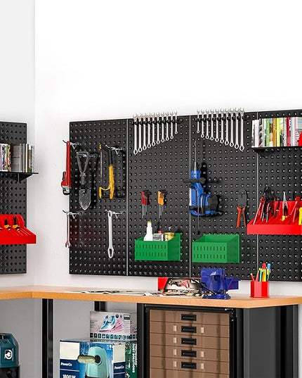 EVERHANGER Metal Pegboard Panels 24" x 12", Heavy Duty Steel Peg Boards for Garage, Pegboard Wall Organizer for Tool Storage and Organization, Black, 5 Pack