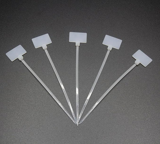 REXUS Plastic Cable Tie With Outer Label 100 Pcs Write on Tags Wire Zip Ties Cable Mark Tags 3 x 100mm Nylon Power Marking Label Binding Strap(CT_PL_LO100)