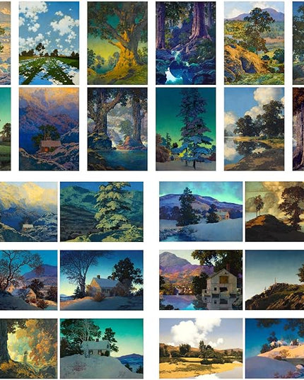 PIXILUV Vintage Postcards (24 pcs 4"x6" each) Fantastic Landscapes Vintage Notecards Saturated Hues Retro Greeting Card Reprint