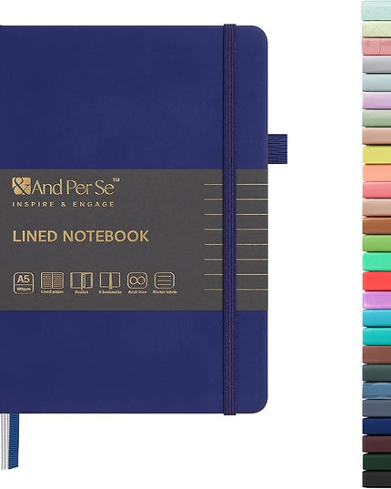 &And Per Se Lined Journal Notebook, 160 Pages, A5 5.7 x 8 inches College Ruled Thick Paper Notebook Journals for Writing, Hardcover Notebooks for Women Men Office School (1 Pack, Royal Blue)