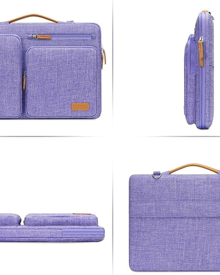 MOSISO 360 Protective Laptop Shoulder Bag,13-13.3 inch Computer Bag Compatible with MacBook, HP, Dell, Lenovo, Asus Notebook,Side Open Messenger Bag with 4 Zipper Pockets&Handle, Purple