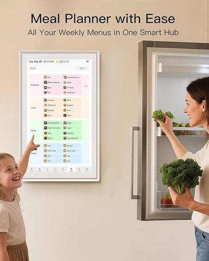15.6 Inch Digital Calendar, Full HD Touchscreen Smart Planner for Family Schedules - Wall & Desk Mount, Great for Seamless Daily Planning & Household Organization, with LED Reminder Light