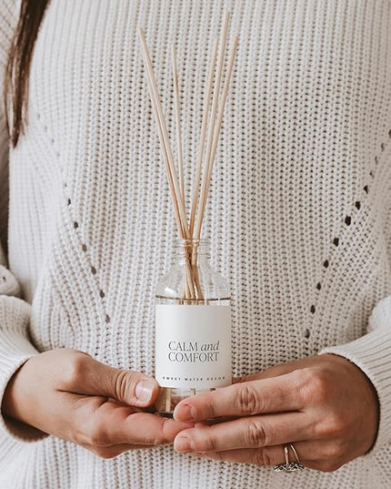 Sweet Water Decor Calm and Comfort Reed Diffuser Set | Lavender, Patchouli, Eucalyptus Spa Scented Diffusers | Air Freshener | Housewarming Gift | Aromatic Stress Relief