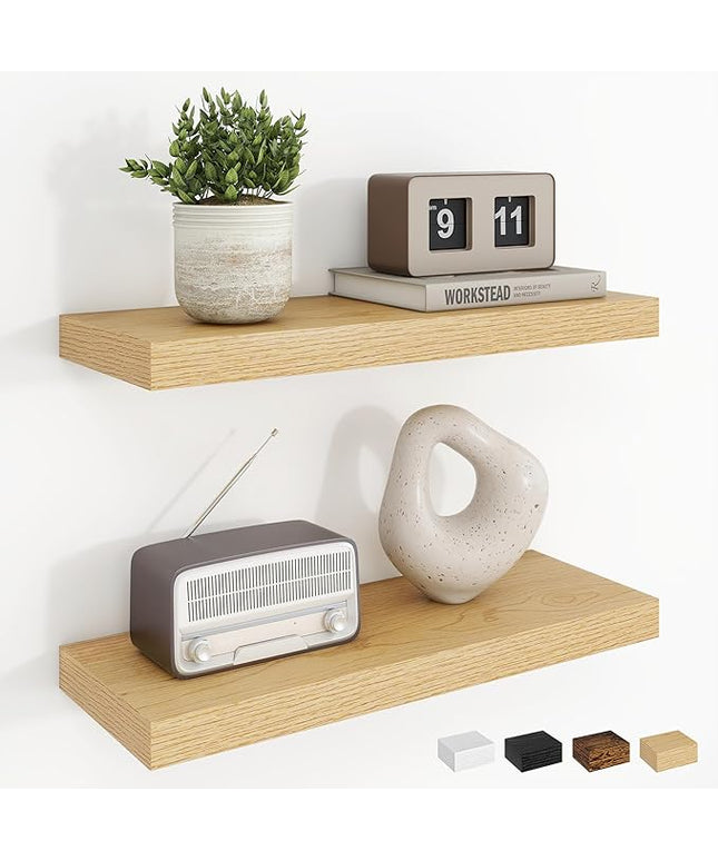 Dreamland Floating Shelves, 20Inch Rustic Wooden Wall Shelves for Bathroom|Bedroom|Kitchen, 2 Pack Deep Wall Mounted Book Shelf, Wood Storage Display Shelf for Home Decor, Rustic Brown