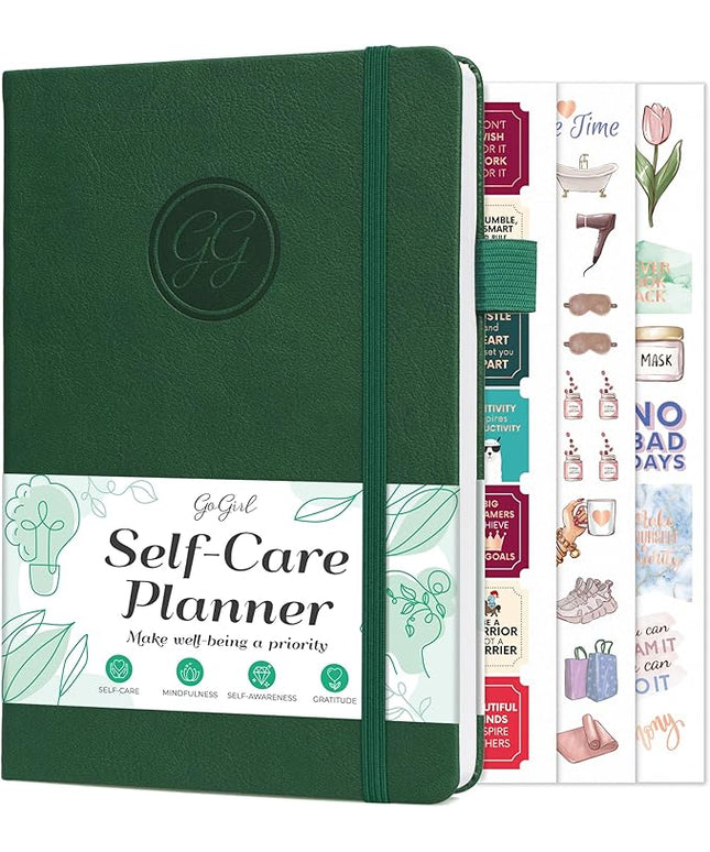 GoGirl Self-care Journal – Daily Mental Health Notebook with Mood & Wellness Trackers – Personal Development, Meditation & Reflection Journal for Women – Hardcover, Lasts 3 Months (Forest Green)