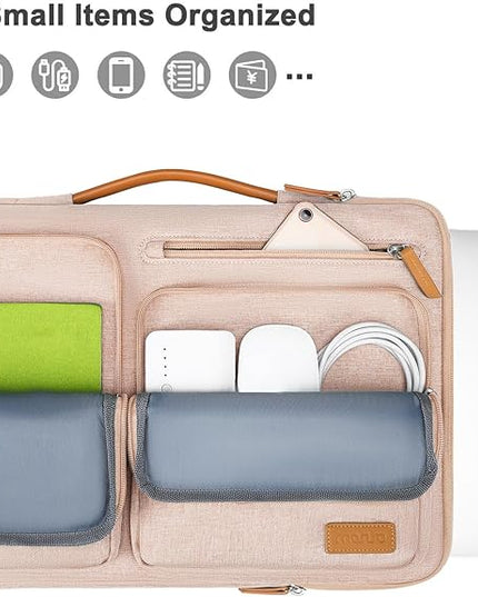 MOSISO 360 Protective Laptop Case 13.3 inch, 13-13.3 inch Laptop Sleeve Compatible with MacBook Air/Pro 13 / Pro 14,HP Dell Acer ASUS,Side Open Carrying Case with 4 Zipper Pockets&Handle, Khaki