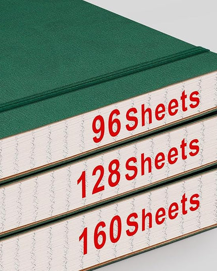 AHGXG Graph Paper Notebook - Grid Paper Notebook Large A4 8.5''×11'', 320 Pages Thick Journal, 100gsm Thick Graph Paper, Leather Softcover, Inner Pocket - Green