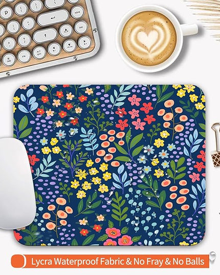 Square Mouse Pad Flowers,Personalized Premium-Textured Custom Mouse Mat Design,Washable Mousepad Lycra Cloth,Non-Slip Rubber Base Computer Mouse Pads for Wireless Mouse