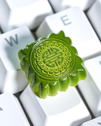 Mid-Autumn Festival Green Mooncake Artisan Keycap R1 SA Profile Custom Cute Keycaps 1U ESC Handmade Gaming Resin Key Cap Cherry MX Switch Compatible Mechanical Keyboard Lover Gift
