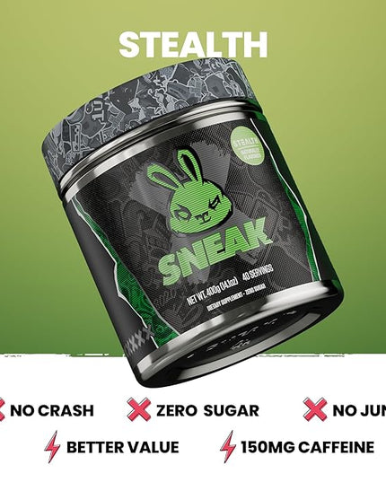 SNEAK Energy Drink Powder | Stealth | No Sugar. No Nasties. Just Natural Caffeine, Focus-Boosting Nootropics | 40 Servings