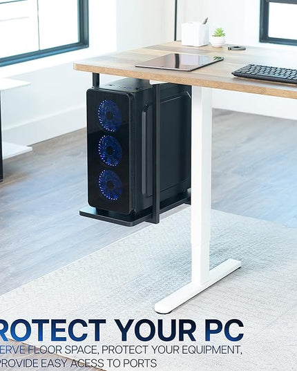 VIVO Heavy Duty Under-Desk PC Mount Shelf, Computer CPU Holder, Supports up to 44 lbs, Black, Mount-PCSF1