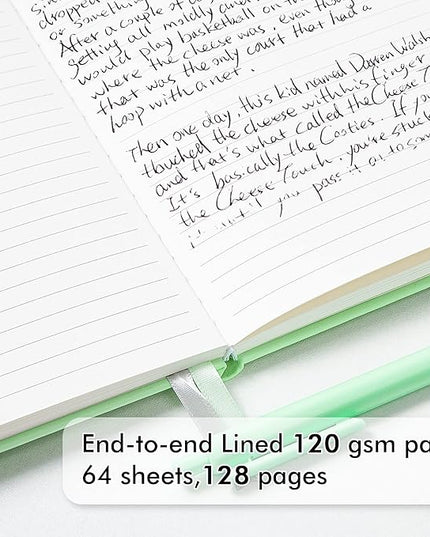 feela 3 Pack Hardcover Notebook For Women, Classic Ruled Lined Journal Set School Business Supplies, with 3 Black Pens, 120 GSM, 5.1”x8.3”, A5, Pastel Colors, Light Blue, Light Purple, Light Green