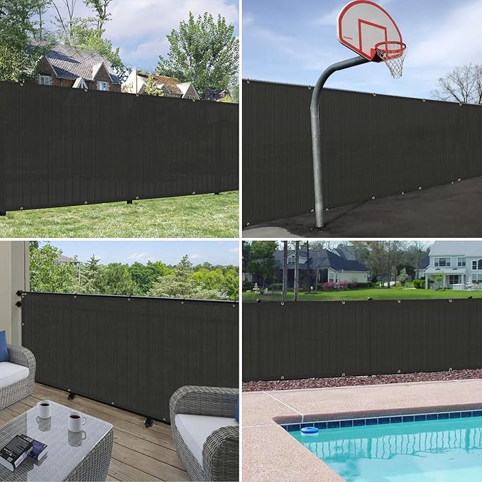 Windscreen4less Privacy Fence Screen Heavy Duty Windscreen Fencing Mesh Fabric Shade Net Cover with Brass Grommtes for Outdoor Wall Garden Yard Pool Deck, 6'x31' Black