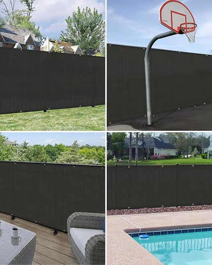Windscreen4less Privacy Fence Screen Heavy Duty Windscreen Fencing Mesh Fabric Shade Net Cover with Brass Grommtes for Outdoor Wall Garden Yard Pool Deck, 6'x9' Black