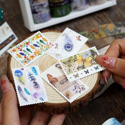 YUBBAEX Landscaping Washi Tape Pack 20 Rolls Insects Birds Printed Masking Tape Vintage Decorative for Arts, DIY Crafts, Journal Supplies, Planners, Scrapbook, Card/Gift Wrapping