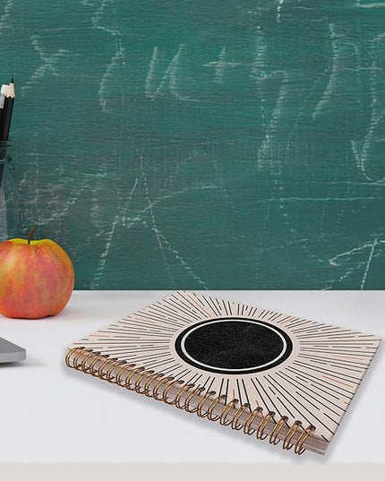 VNWEK Abstract Boho Black Sun Sunshine Sunray Sunburst Spiral Notebook Journal 5.5 x 8.3 inches,Boho Lined Hardcover Spiral Notebook,Boho Gifts for Women Teen Girls Teens