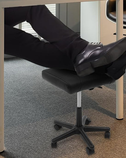 TFCFL Adjustable Height Foot Rest Stool with 5 Wheels, Footrest Stool Under Desk, Office Foot Chair with Soft Cushion, Ergonomic Footstool for Home, Office, Massage Parlors, Beauty Salons