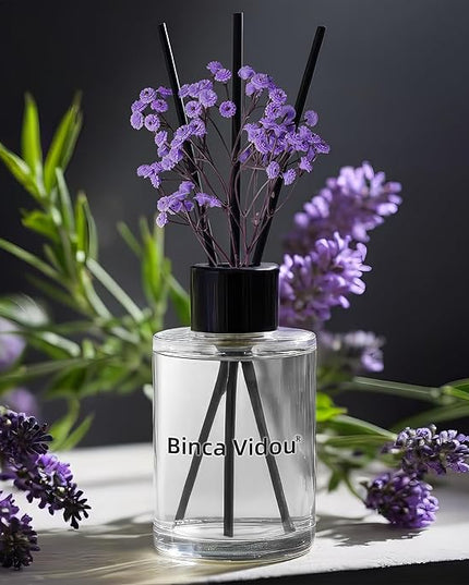 Reed Diffuser, Binca Vidou Lavender Reed Oil Diffusers Set for Office Decor Bedroom Living Room Aromatherapy for Gift Idea & Stress Relief 2.7oz(80ml)